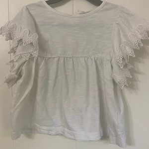 Carters white, lace detailed sleeve 3T